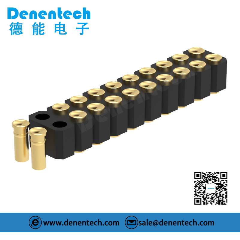 Denentech 2.54MM pogo pin H4.0MM dual row female straight SMT concave spring test probes pogo pin connector